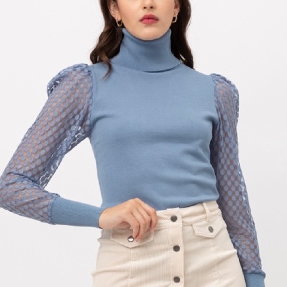 Puff Sleeve Turtleneck Sweater - Picture 1 of 4